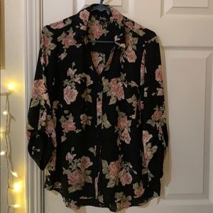 large floral button up blouse